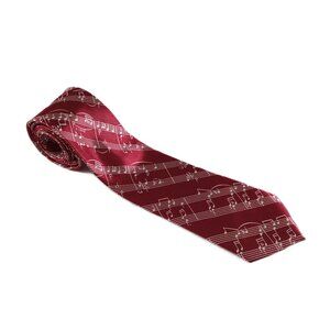 Kai Long Classic Width Musical Notes Men's Tie Red White 100% Silk Hand Made